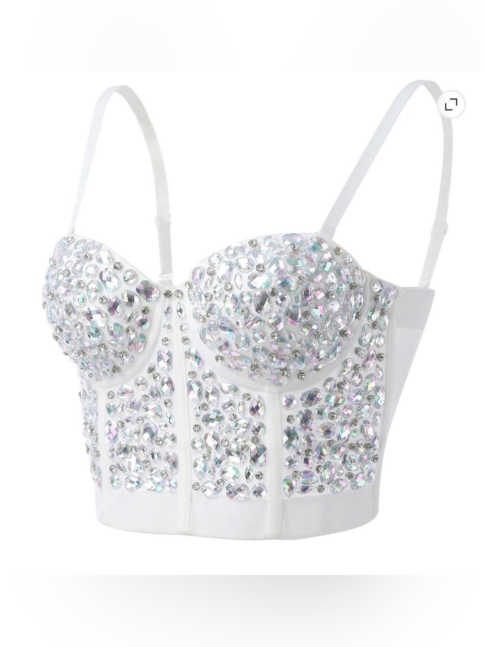 Embellished White Rhinestone Bustier Corset Top